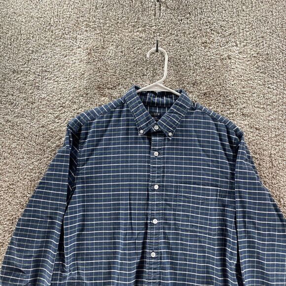 J Crew Shirt Mens Large Blue Plaid Flex Oxford Chambray Button Up Preppy Adult - Picture 3 of 11